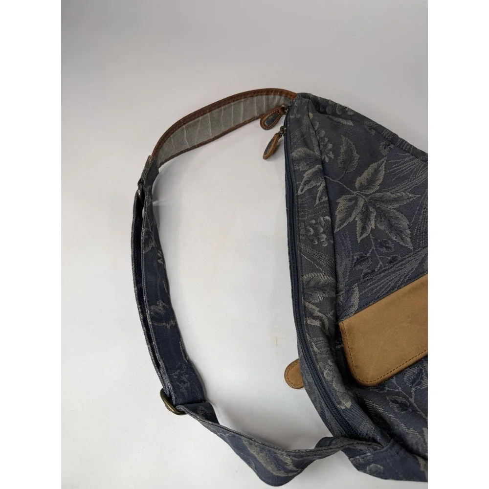 Vintage LL Bean AmeriBag Sling Backpack Purse Tapestry LeatherTrim
